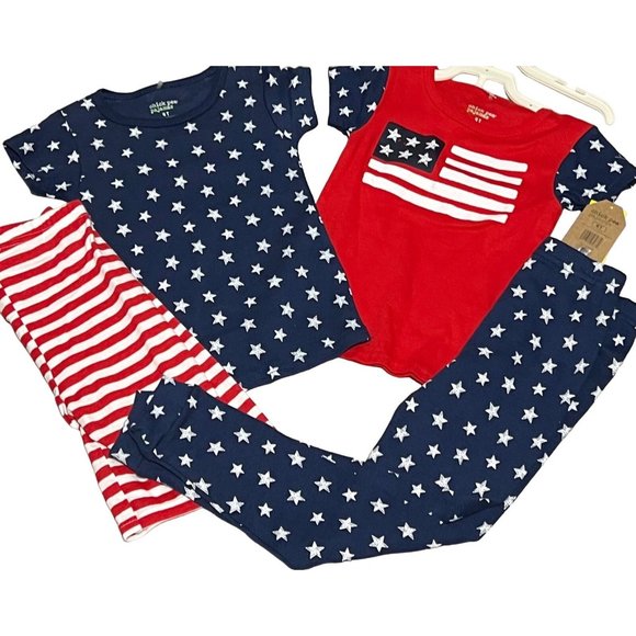 Chick Pea USA 4T NWT 4pc SET stars stripes 4th of July red white blue pajamas PJ - Picture 4 of 4